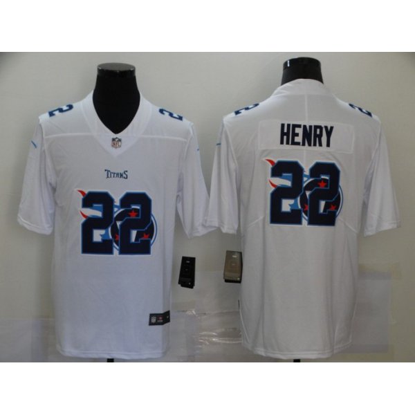 Men's Tennessee Titans #22 Derrick Henry White 2020 Shadow Logo Vapor Untouchable Stitched NFL Nike Limited Jersey