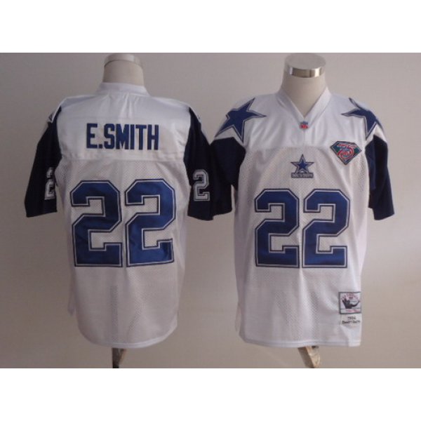 Dallas Cowboys #22 Emmitt Smith White Thanksgivings 75TH Throwback Jersey