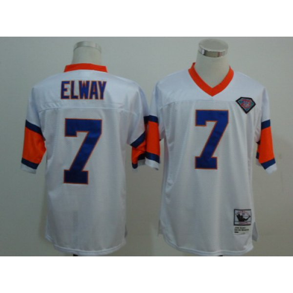 Denver Broncos #7 John Elway White 75TH Throwback Jersey