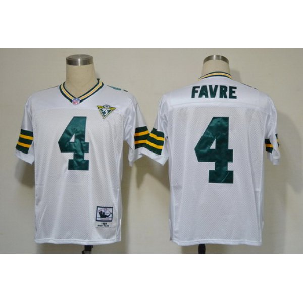 Green Bay Packers #4 Brett Favre White 75TH Throwback Jersey