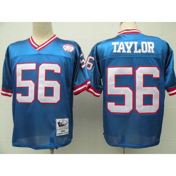 New York Giants #56 Lawrence Taylor Blue Throwback Jersey