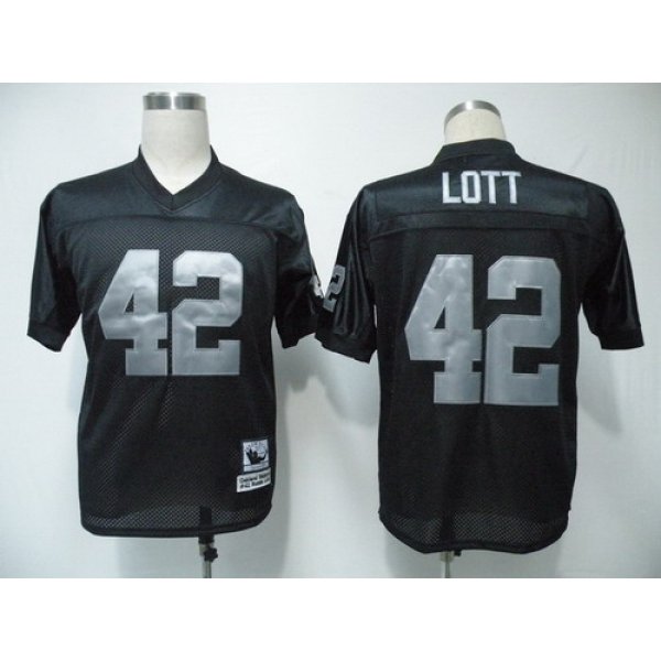 Oakland Raiders #42 Ronnie Lott Black Throwback Jersey