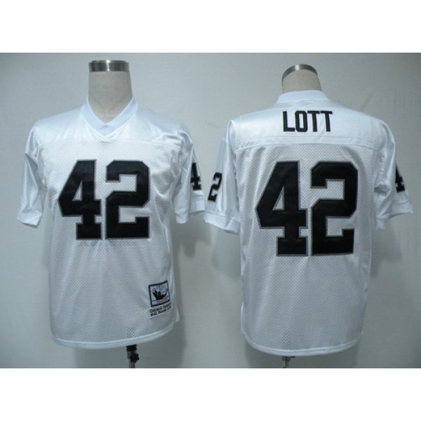 Oakland Raiders #42 Ronnie Lott White Throwback Jersey