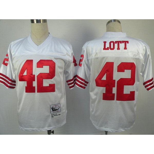 San Francisco 49ers #42 Ronnie Lott White Throwback Jersey