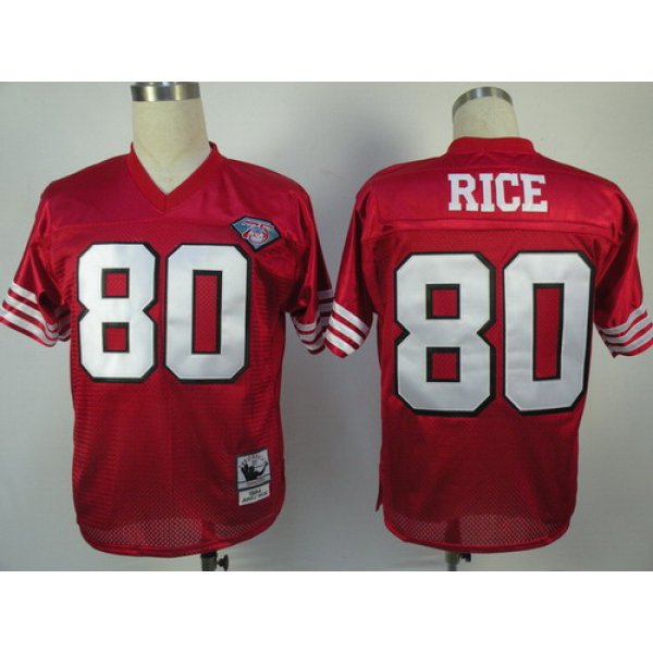 San Francisco 49ers #80 Jerry Rice Red 75TH Throwback Jersey