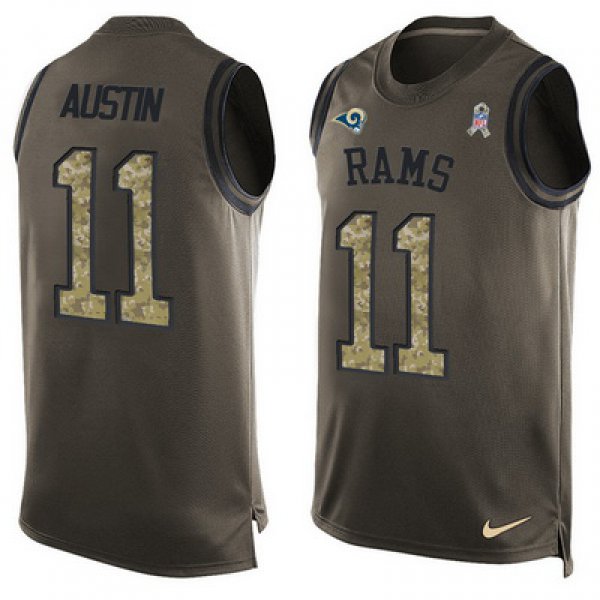 Men's Los Angeles Rams #11 Tavon Austin Green Salute to Service Hot Pressing Player Name & Number Nike NFL Tank Top Jersey