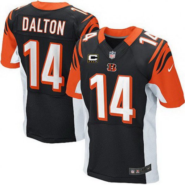 Nike Cincinnati Bengals #14 Andy Dalton Black C Patch Elite Jersey