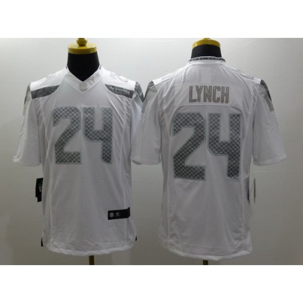 Nike Seattle Seahawks #24 Marshawn Lynch Platinum White Limited Jersey