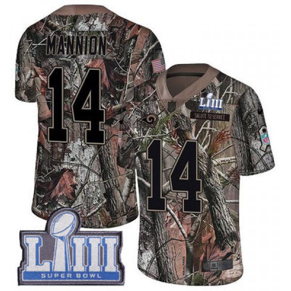 #14 Limited Sean Mannion Camo Nike NFL Youth Jersey Los Angeles Rams Rush Realtree Super Bowl LIII Bound