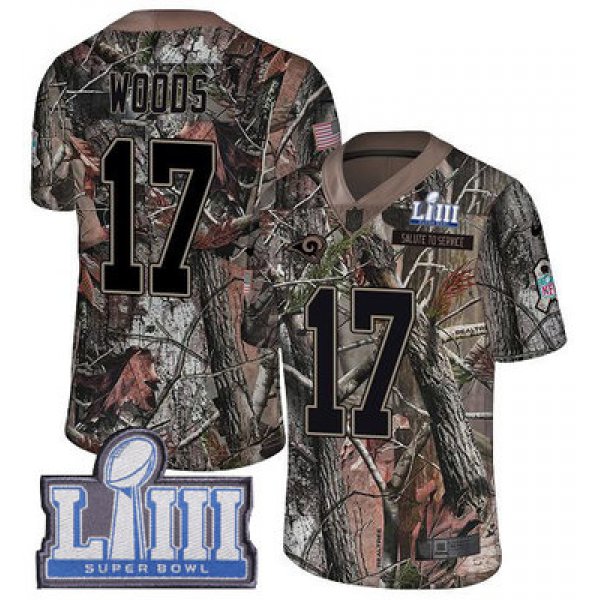 #17 Limited Robert Woods Camo Nike NFL Youth Jersey Los Angeles Rams Rush Realtree Super Bowl LIII Bound