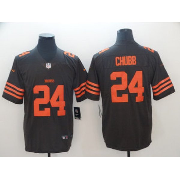 Nike Browns 24 Nick Chubb Brown Color Rush Limited Jersey