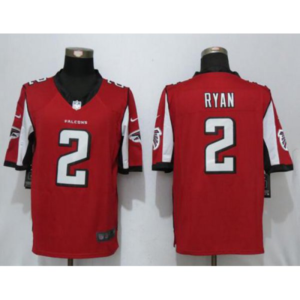 Nike Falcons #2 Matt Ryan Red Team Color Men's Stitched NFL Limited Jersey