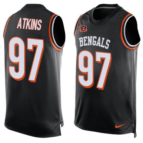 Men's Cincinnati Bengals #97 Geno Atkins Black Hot Pressing Player Name & Number Nike NFL Tank Top Jersey