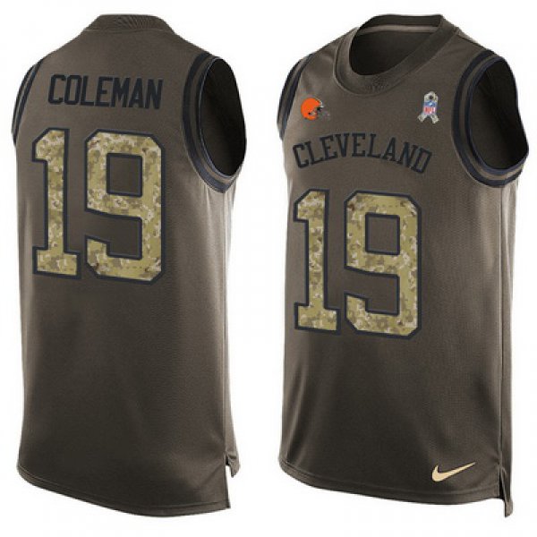 Men's Cleveland Browns #19 Corey Coleman Green Salute to Service Hot Pressing Player Name & Number Nike NFL Tank Top Jersey