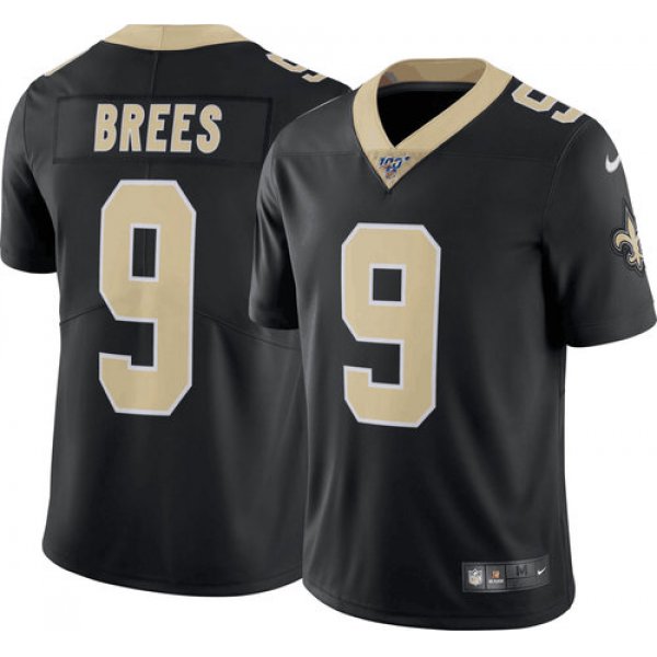 Nike Saints 9 Drew Brees Black 100th Season Vapor Untouchable Limited Jersey