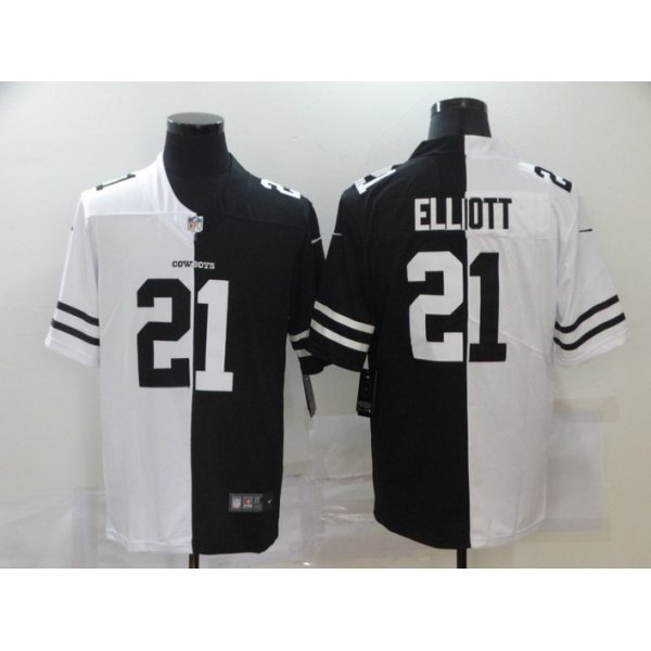 Men's Dallas Cowboys #21 Ezekiel Elliott White Black Peaceful Coexisting 2020 Vapor Untouchable Stitched NFL Nike Limited Jersey
