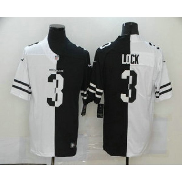 Men's Denver Broncos #3 Drew Lock White Black Peaceful Coexisting 2020 Vapor Untouchable Stitched NFL Nike Limited Jersey