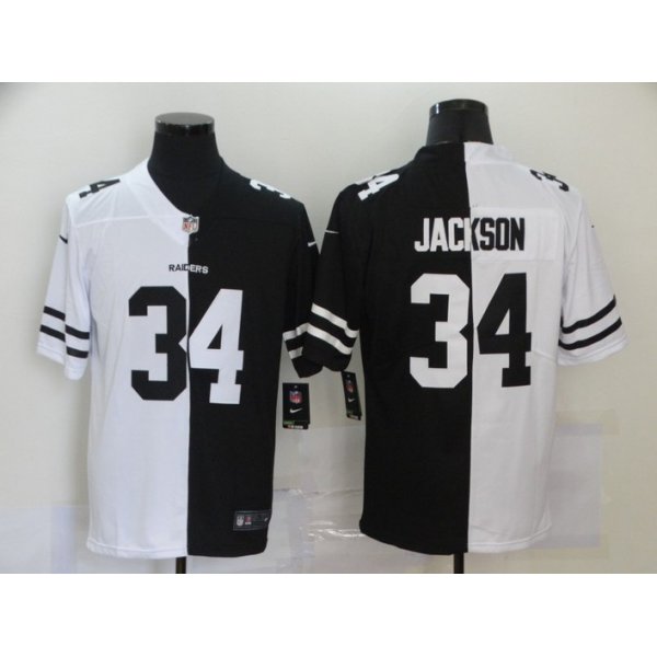 Men's Las Vegas Raiders #34 Bo Jackson White Black Peaceful Coexisting 2020 Vapor Untouchable Stitched NFL Nike Limited Jersey