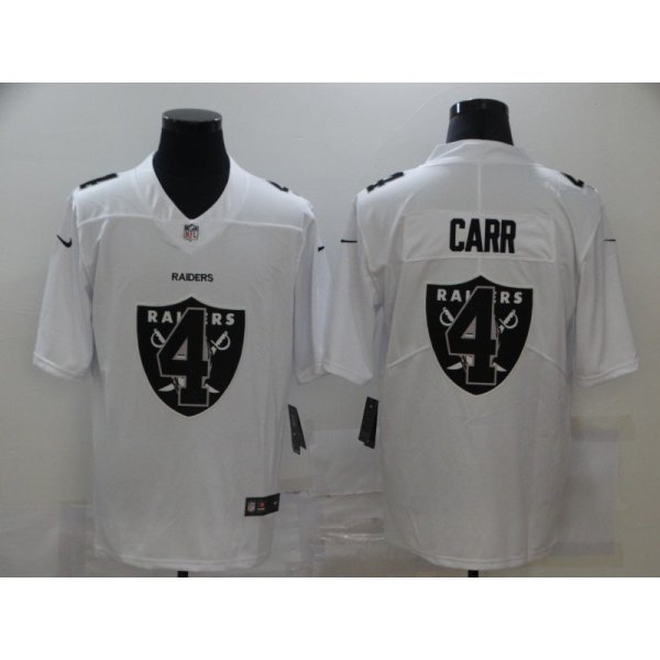 Men's Las Vegas Raiders #4 Derek Carr White 2020 Shadow Logo Vapor Untouchable Stitched NFL Nike Limited Jersey