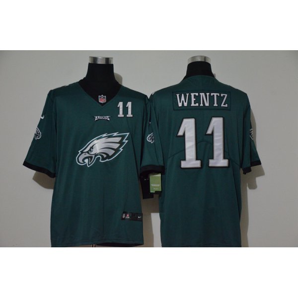 Men's Philadelphia Eagles #11 Carson Wentz Midnight Green 2020 Big Logo Number Vapor Untouchable Stitched NFL Nike Fashion Limited Jersey