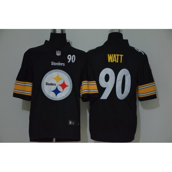 Men's Pittsburgh Steelers #90 T. J. Watt Black 2020 Big Logo Number Vapor Untouchable Stitched NFL Nike Fashion Limited Jersey