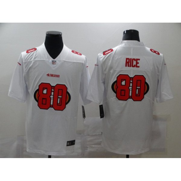 Men's San Francisco 49ers #80 Jerry Rice White 2020 Shadow Logo Vapor Untouchable Stitched NFL Nike Limited Jersey
