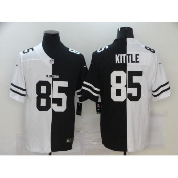 Men's San Francisco 49ers #85 George Kittle White Black Peaceful Coexisting 2020 Vapor Untouchable Stitched NFL Nike Limited Jersey