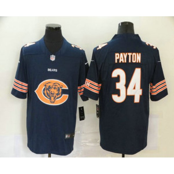 Men's Chicago Bears #34 Walter Payton Navy Blue 2020 Big Logo Vapor Untouchable Stitched NFL Nike Fashion Limited Jersey