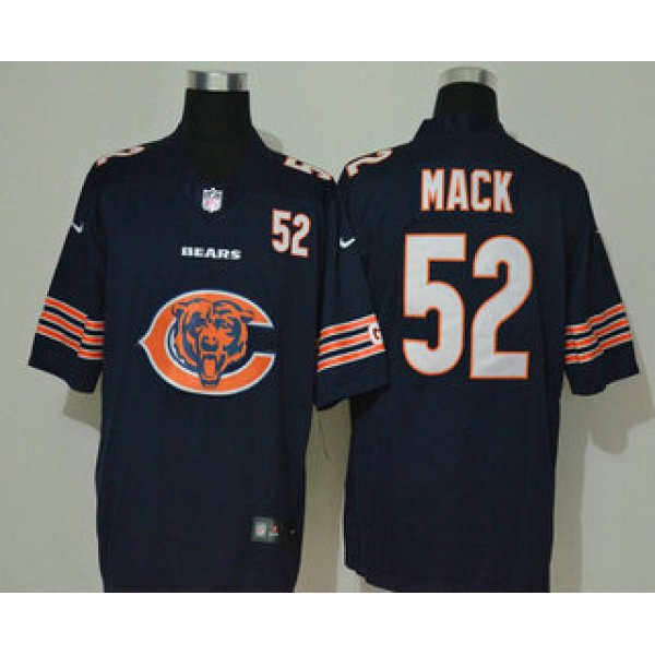 Men's Chicago Bears #52 Khalil Mack Navy Blue 2020 Big Logo Number Vapor Untouchable Stitched NFL Nike Fashion Limited Jersey
