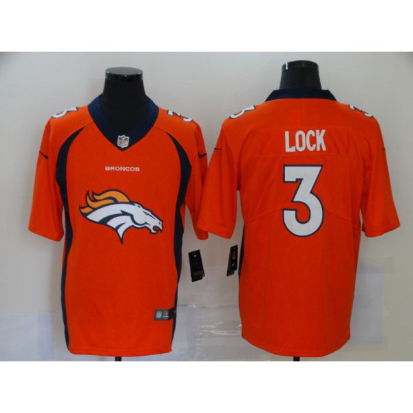 Men's Denver Broncos #3 Drew Lock Orange 2020 Big Logo Vapor Untouchable Stitched NFL Nike Fashion Limited Jersey