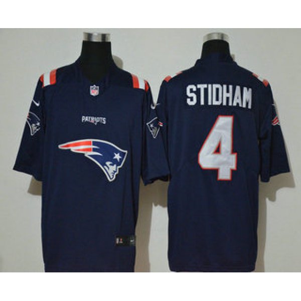 Men's New England Patriots #4 Jarrett Stidham Navy Blue 2020 Team Logo Vapor Untouchable Stitched NFL Nike Fashion Limited Jersey