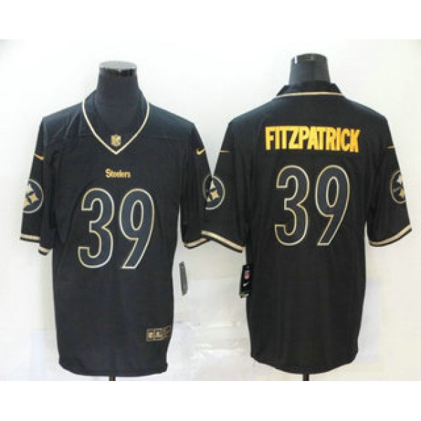 Men's Pittsburgh Steelers #39 Minkah Fitzpatrick Black 100th Season Golden Edition Jersey