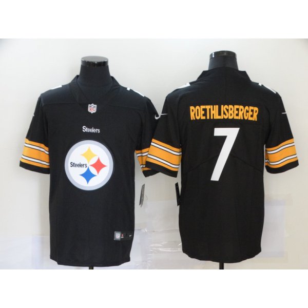 Men's Pittsburgh Steelers #7 Ben Roethlisberger Black 2020 Big Logo Vapor Untouchable Stitched NFL Nike Fashion Limited Jersey