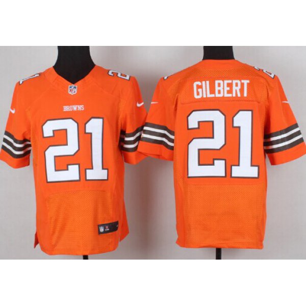 Nike Cleveland Browns #21 Justin Gilbert Orange Elite Jersey