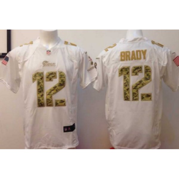 Nike New England Patriots #12 Tom Brady Salute to Service White Game Jersey