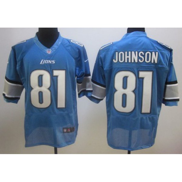 Nike Detroit Lions #81 Calvin Johnson Light Blue Elite Jersey