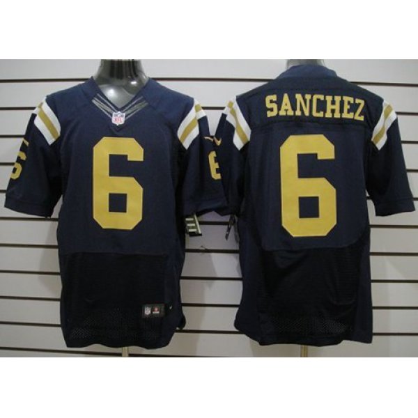 Nike New York Jets #6 Mark Sanchez Navy Blue Elite Jersey