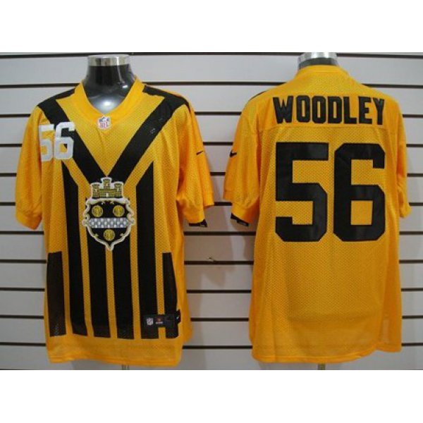 Nike Pittsburgh Steelers #56 LaMarr Woodley 1933 Yellow Throwback Jersey