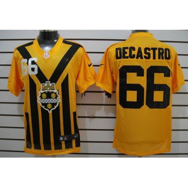 Nike Pittsburgh Steelers #66 David DeCastro 1933 Yellow Throwback Jersey