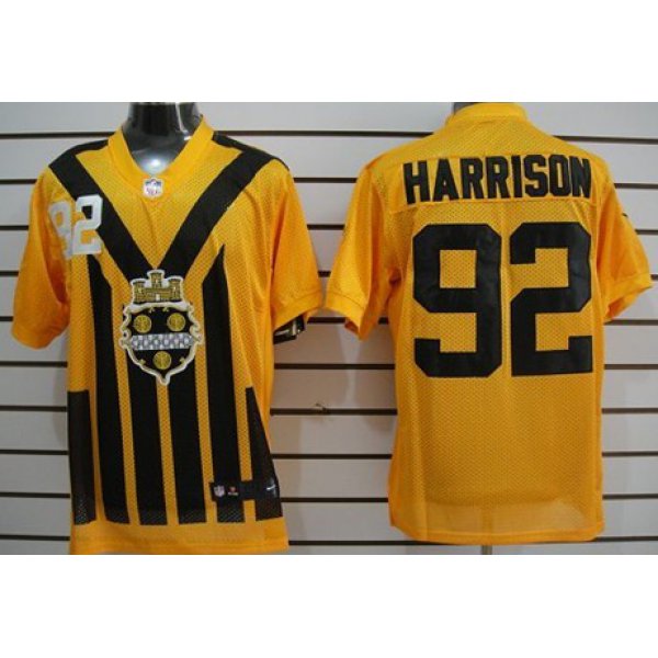 Nike Pittsburgh Steelers #92 James Harrison 1933 Yellow Throwback Jersey