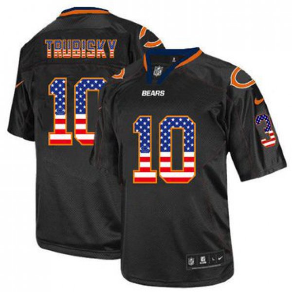 Men's Chicago Bears #10 Mitchell Trubisky Black USA Flag Fashion Stitched NFL Nike Elite Jersey