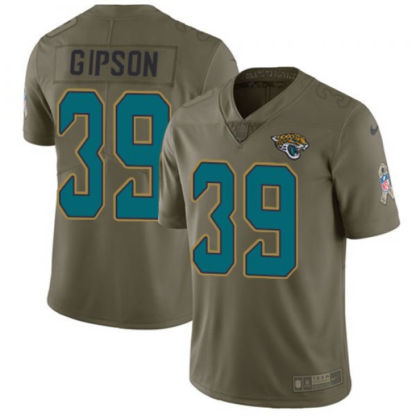 Nike Jaguars #39 Tashaun Gipson Olive Men's Stitched NFL Limited 2017 Salute To Service Jersey