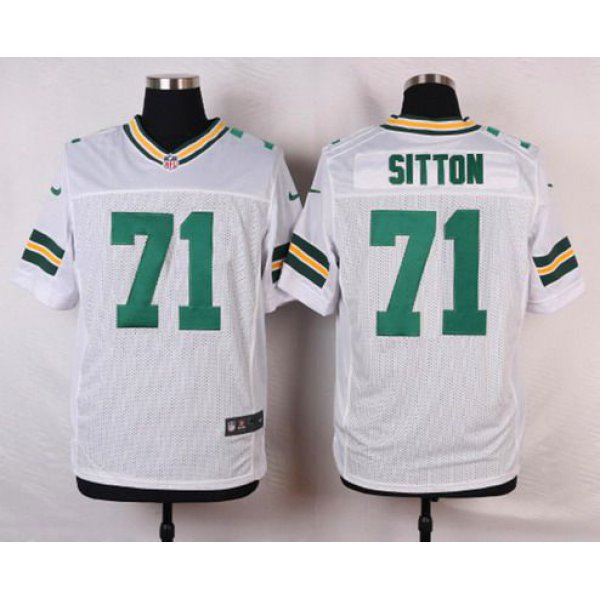 Men's Green Bay Packers #71 Josh Sitton White Road NFL Nike Elite Jersey