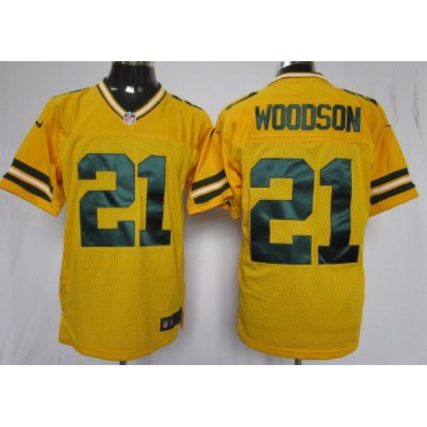 Nike Green Bay Packers #21 Charles Woodson Yellow Elite Jersey