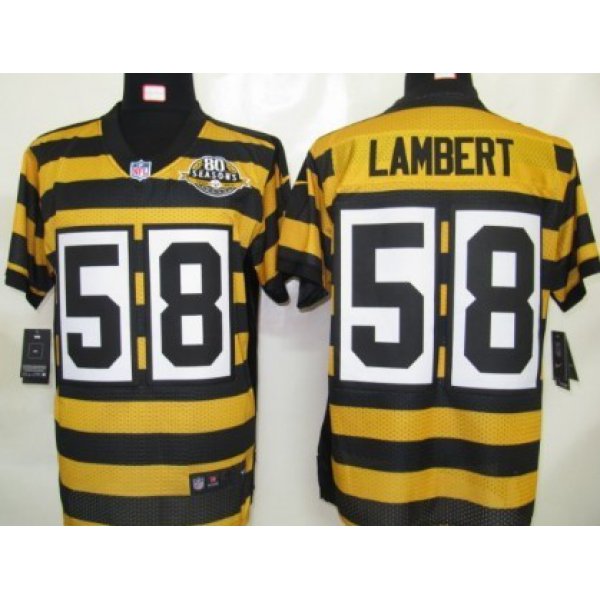 Nike Pittsburgh Steelers #58 Jack Lambert Yellow With Black Throwback 80TH Jersey