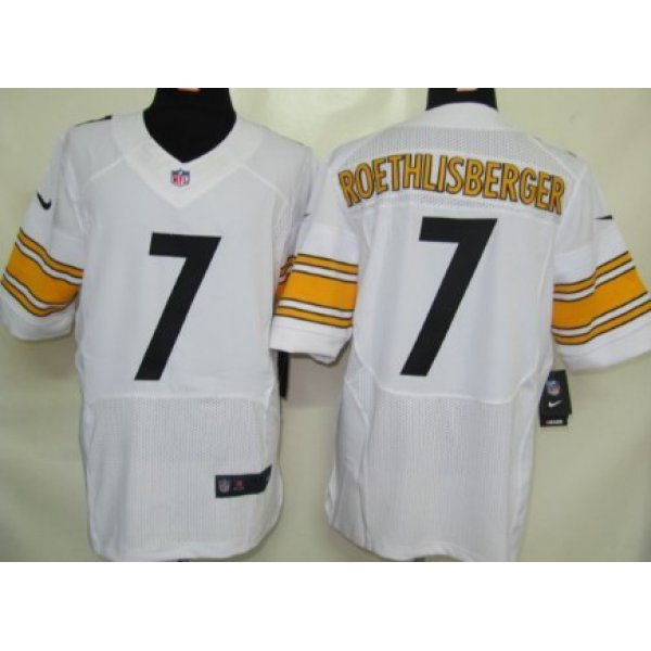 Nike Pittsburgh Steelers #7 Ben Roethlisberger White Elite Jersey