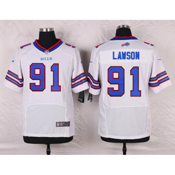 Men's Buffalo Bills #91 Manny Lawson White Road NFL Nike Elite Jersey