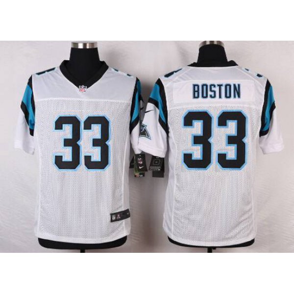 Men's Carolina Panthers #33 Tre Boston White Road NFL Nike Elite Jersey