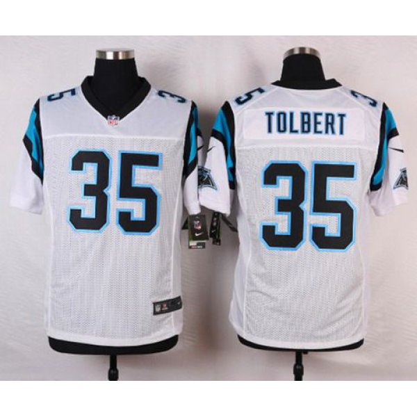 Men's Carolina Panthers #35 Mike Tolbert White Road NFL Nike Elite Jersey