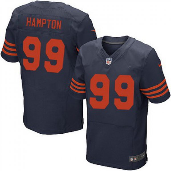 Men's Chicago Bears #99 Dan Hampton Navy Blue With Orange Retired Player NFL Nike Elite Jersey